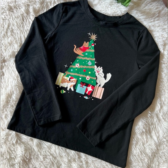 Cat & Jack Black Holiday Tree Long Sleeve Tee - Picture 3 of 16